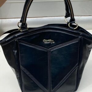 Christian M. Black Tote with Gold Accents Elegant Practical Maximalist